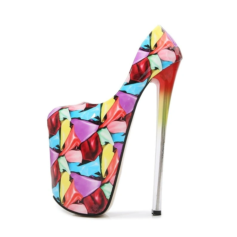 Pantofi Sexy Foarte Inalti, Imprimeu Multicolor, Marime 40 1 Pantofi Sexy Foarte Inalti, Imprimeu Multicolor, Marime 40