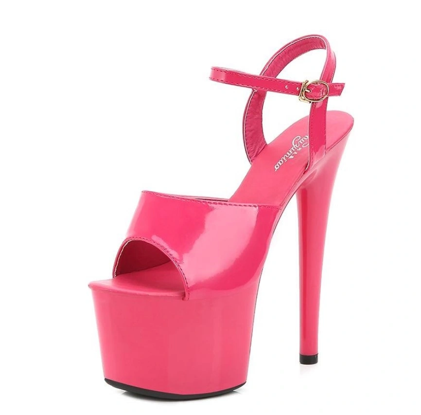Sandale cu Platforma si Toc Stiletto Inalt, Lacuite, Fuchsia, Marime 42 1 Sandale cu Platforma si Toc Stiletto Inalt, Lacuite, Fuchsia, Marime 42