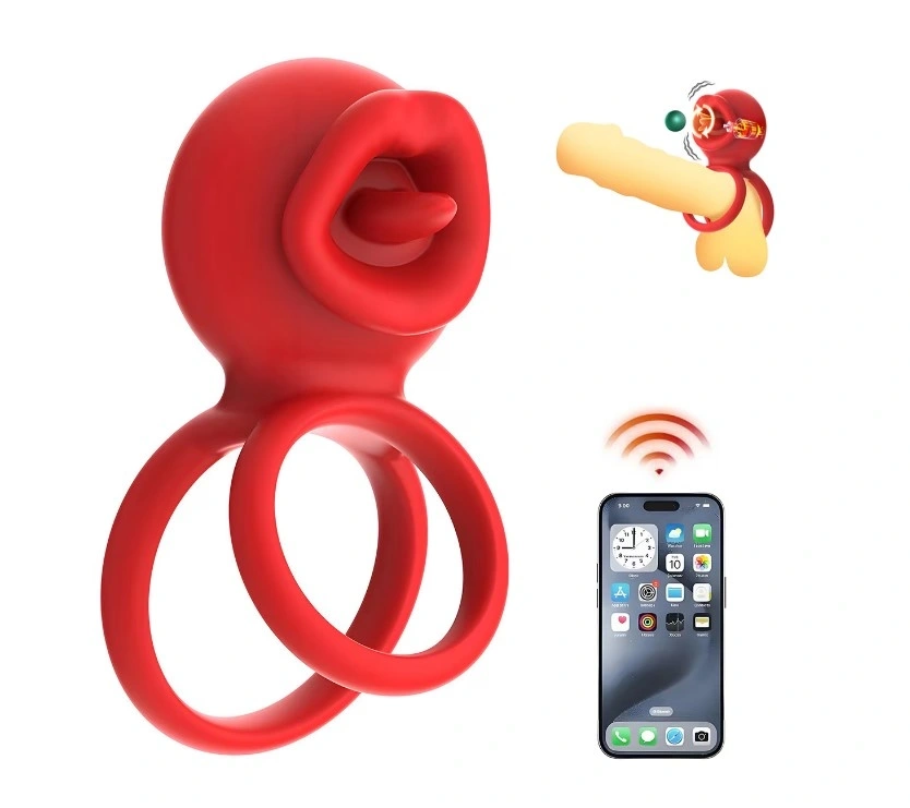 Inel de Penis Tongue Licking, Control Bluetooth, Aplicatie Mobila, Silicon, USB, Rosu 1 Inel de Penis Tongue Licking, Control Bluetooth, Aplicatie Mobila, Silicon, USB, Rosu