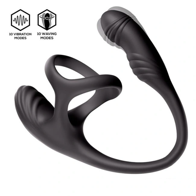 Inel de Penis cu Stimulator Anal, Bluetooth Control, 10 Moduri Vibratii, 10 Moduri Rotatii, Silicon, USB, Negru, Guilty Toys 1 Inel de Penis cu Stimulator Anal, Bluetooth Control, 10 Moduri Vibratii, 10 Moduri Rotatii, Silicon, USB, Negru, Guilty Toys