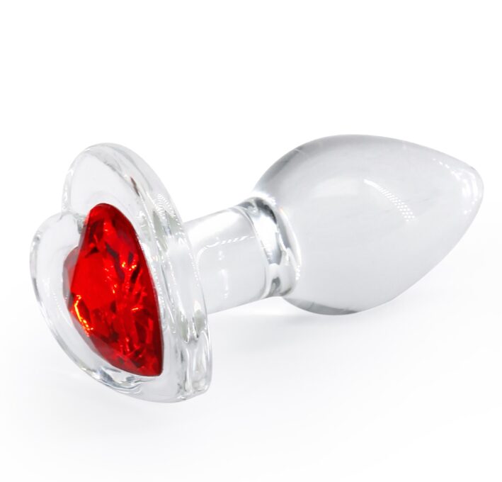 Dop Anal Crystal Desires Red Heart, Sticla, 7.2 cm 1 Dop Anal Crystal Desires Red Heart, Sticla, 7.2 cm