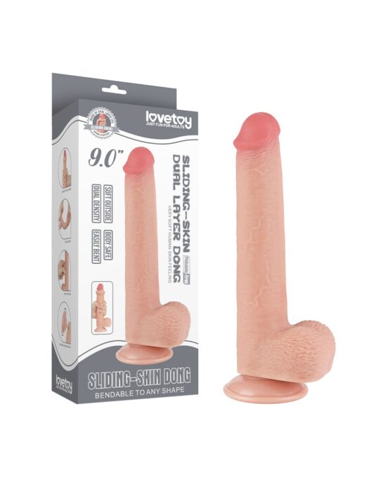 Dildo Realist Sliding-Skin, Ventuza Detasabila, Natural, 22.8 cm 1 Dildo Realist Sliding-Skin, Ventuza Detasabila, Natural, 22.8 cm