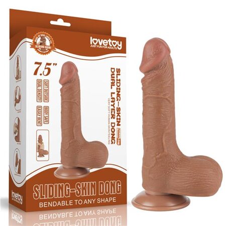 Dildo Realist Sliding Skin Dual Layer, TPE, Maro Deschis, 19.5 cm 1 Dildo Realist Sliding Skin Dual Layer, TPE, Maro Deschis, 19.5 cm
