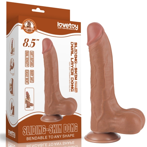 Dildo Realist Sliding Skin Dual Layer, TPE, Maro Deschis, 22 cm 1 Dildo Realist Sliding Skin Dual Layer, TPE, Maro Deschis, 22 cm