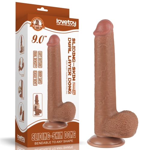 Dildo Realist Sliding Skin Dual Layer, TPE, Maro Deschis, 23 cm 1 Dildo Realist Sliding Skin Dual Layer, TPE, Maro Deschis, 23 cm