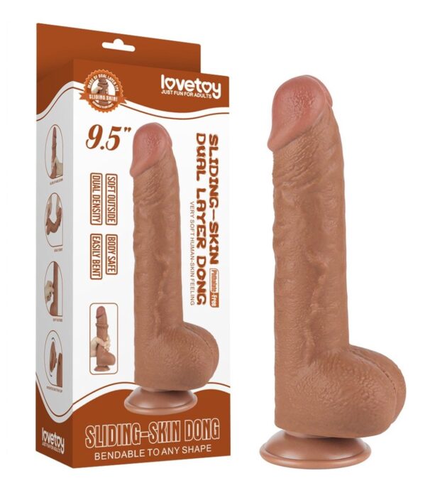 Dildo Realist Sliding Skin Dual Layer, TPE, Maro Deschis, 24 cm 1 Dildo Realist Sliding Skin Dual Layer, TPE, Maro Deschis, 24 cm
