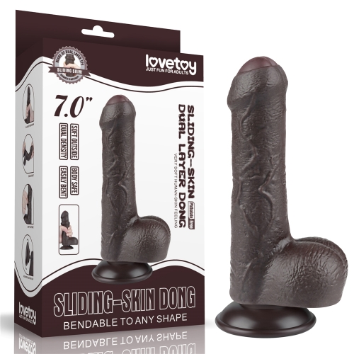 Dildo Realist Sliding-Skin, Ventuza Detasabila, TPE, Maro Inchis, 18.3 cm 1 Dildo Realist Sliding-Skin, Ventuza Detasabila, TPE, Maro Inchis, 18.3 cm