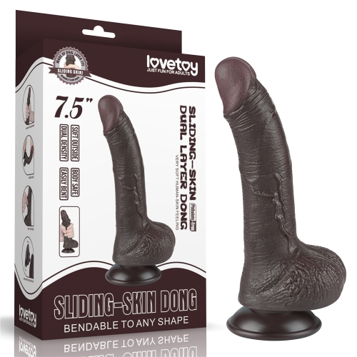 Dildo Realist Sliding-Skin, Ventuza Detasabila, TPE, Maro Inchis, 19.5 cm 1 Dildo Realist Sliding-Skin, Ventuza Detasabila, TPE, Maro Inchis, 19.5 cm