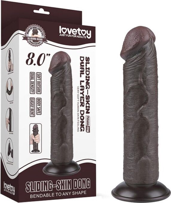 Dildo Realist Sliding-Skin, Ventuza Detasabila, TPE, Maro Inchis, 20.3 cm 1 Dildo Realist Sliding-Skin, Ventuza Detasabila, TPE, Maro Inchis, 20.3 cm
