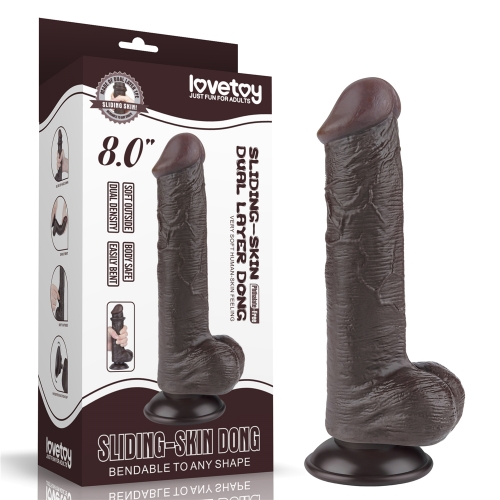 Dildo Realist Sliding-Skin, Ventuza Detasabila, TPE, Maro Inchis, 20.8 cm 1 Dildo Realist Sliding-Skin, Ventuza Detasabila, TPE, Maro Inchis, 20.8 cm