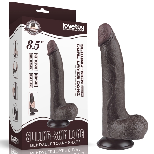Dildo Realist Sliding-Skin, Ventuza Detasabila, TPE, Maro Inchis, 22 cm 1 Dildo Realist Sliding-Skin, Ventuza Detasabila, TPE, Maro Inchis, 22 cm