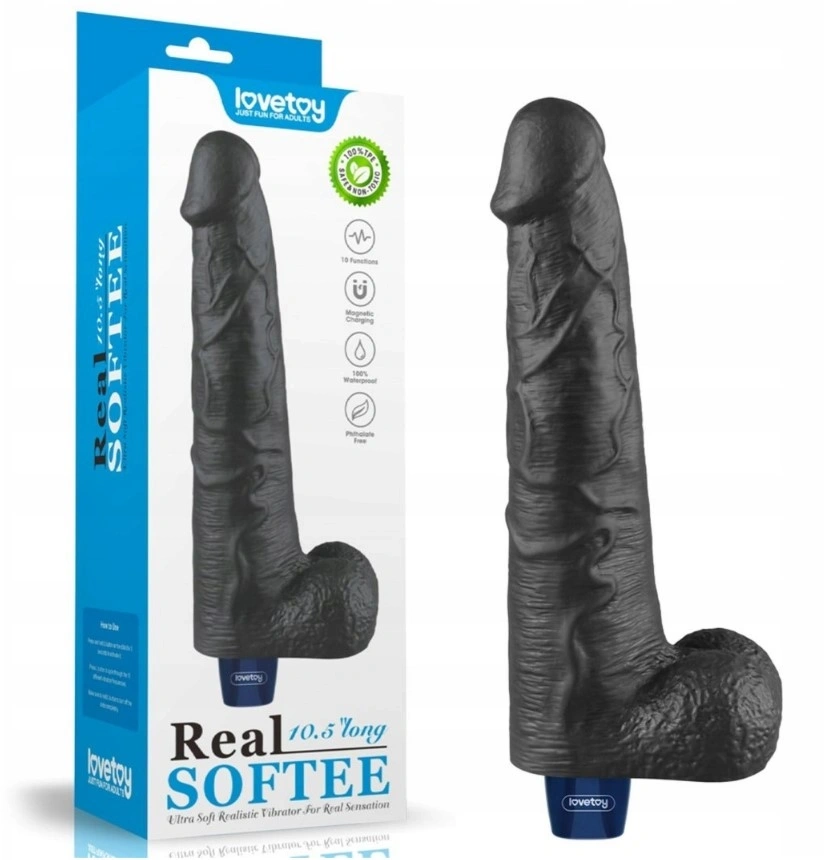 Vibrator Realist REAL SOFTEE, 10 Moduri Vibratii, TPE, Negru, 27.2 cm 1 Vibrator Realist REAL SOFTEE, 10 Moduri Vibratii, TPE, Negru, 27.2 cm