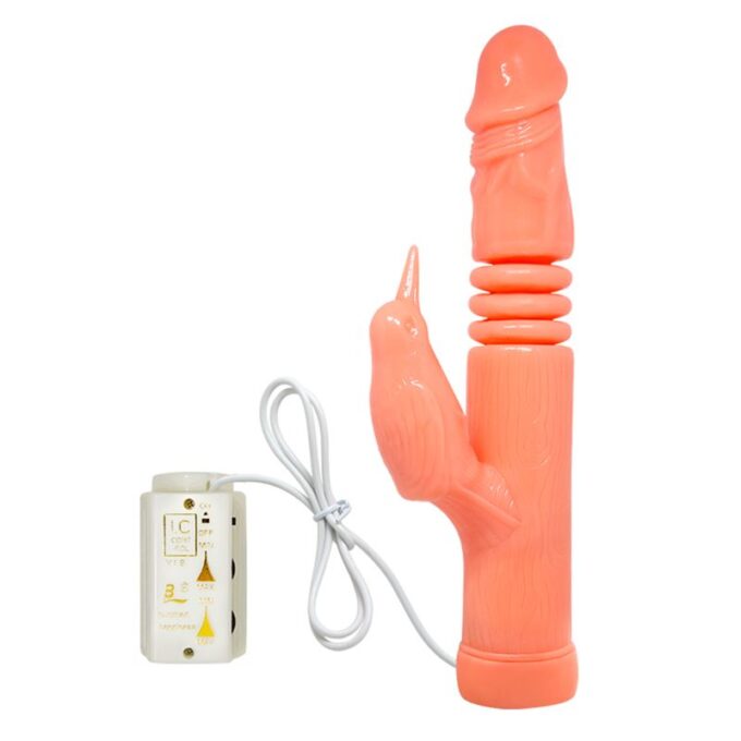 Vibrator Golden Gun cu Telecomanda, Functii Vibratii, Rotatii, Impingere, Natural, 23 cm 1 Vibrator Golden Gun cu Telecomanda, Functii Vibratii, Rotatii, Impingere, Natural, 23 cm