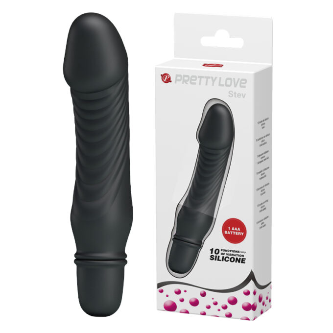Vibrator Pretty Love Stev, 10 Moduri Vibratii, Silicon, Negru, 13.5 cm 1 Vibrator Pretty Love Stev, 10 Moduri Vibratii, Silicon, Negru, 13.5 cm