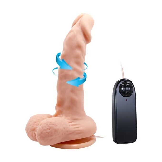 Vibrator Realist Max Rotativ cu Ventuza si Telecomanda cu Fir Natural 17 cm 1 Vibrator Realist Max Rotativ cu Ventuza si Telecomanda cu Fir Natural 17 cm