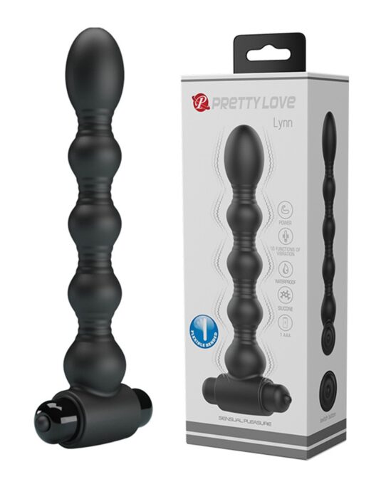 Stimulator Anal Bendable Lynn, 10 Functii Vibratii, Silicon, Negru, 18.2 cm 1 Stimulator Anal Bendable Lynn, 10 Functii Vibratii, Silicon, Negru, 18.2 cm