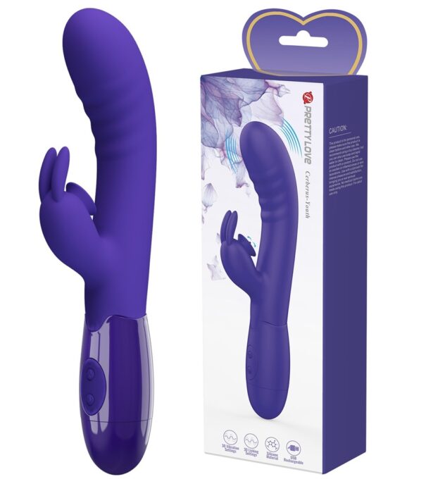 Vibrator Iepuras Cerberus Youth, Vibrating&Licking, Silicon, USB, Violet, 20.6 cm 1 Vibrator Iepuras Cerberus Youth, Vibrating&Licking, Silicon, USB, Violet, 20.6 cm