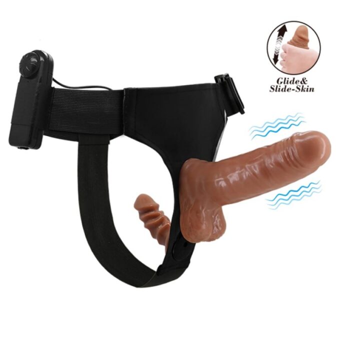 Strap On Dublu Ultra Passionate Harness Multispeed Sliding Skin Dildo 1 Strap On Dublu Ultra Passionate Harness Multispeed Sliding Skin Dildo