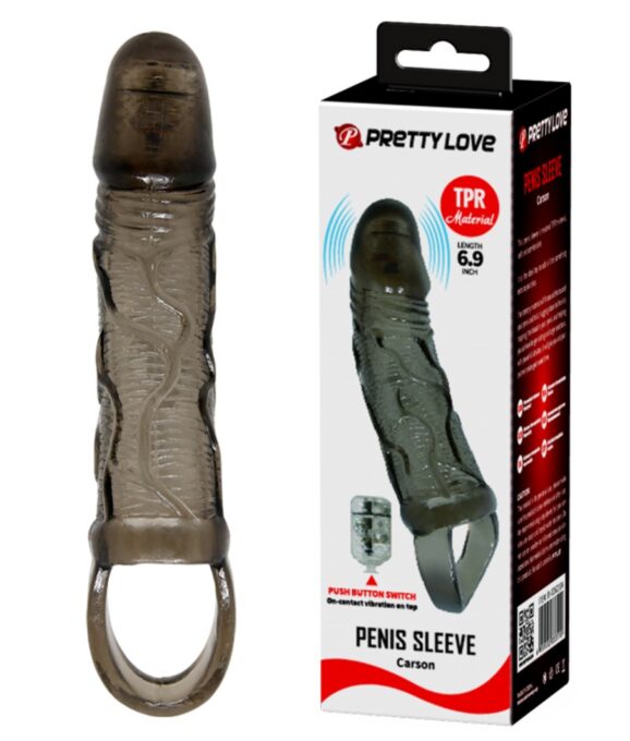 Prelungitor Penis Carson cu Vibratii, +3 cm, TPR, Gri 1 Prelungitor Penis Carson cu Vibratii, +3 cm, TPR, Gri