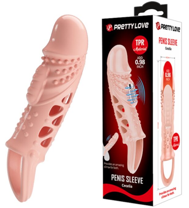Prelungitor Penis Cecelia cu Vibratii, +2.5 cm, TPR, Natural 1 Prelungitor Penis Cecelia cu Vibratii, +2.5 cm, TPR, Natural