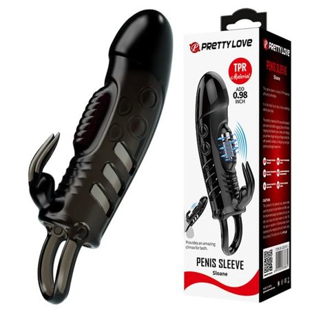 Prelungitor Penis Sloane cu Vibratii, +2.5 cm, TPR, Negru 1 Prelungitor Penis Sloane cu Vibratii, +2.5 cm, TPR, Negru