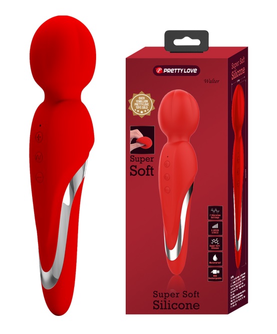 Vibrator Masaj Walter, 7 Moduri Vibratii & 5 Intensitati, Silicon, USB, Rosu, 21.6 cm 1 Vibrator Masaj Walter, 7 Moduri Vibratii & 5 Intensitati, Silicon, USB, Rosu, 21.6 cm
