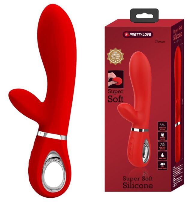 Vibrator Iepuras Thomas, 7 Moduri Vibratii, Silicon, USB, Rosu, 20.5 cm 1 Vibrator Iepuras Thomas, 7 Moduri Vibratii, Silicon, USB, Rosu, 20.5 cm