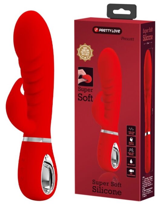 Vibrator Iepuras Prescott, 7 Moduri Vibratii, Silicon, USB, Rosu, 20 cm 1 Vibrator Iepuras Prescott, 7 Moduri Vibratii, Silicon, USB, Rosu, 20 cm