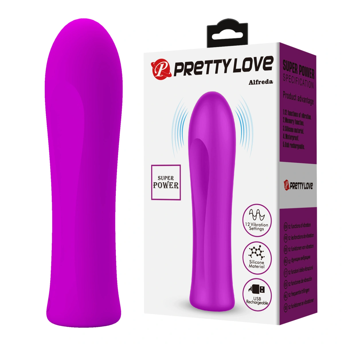 Vibrator Pretty Love Alfreda, 12 Moduri Vibratii, Silicon, USB, Mov, 10.2 cm 1 Vibrator Pretty Love Alfreda, 12 Moduri Vibratii, Silicon, USB, Mov, 10.2 cm