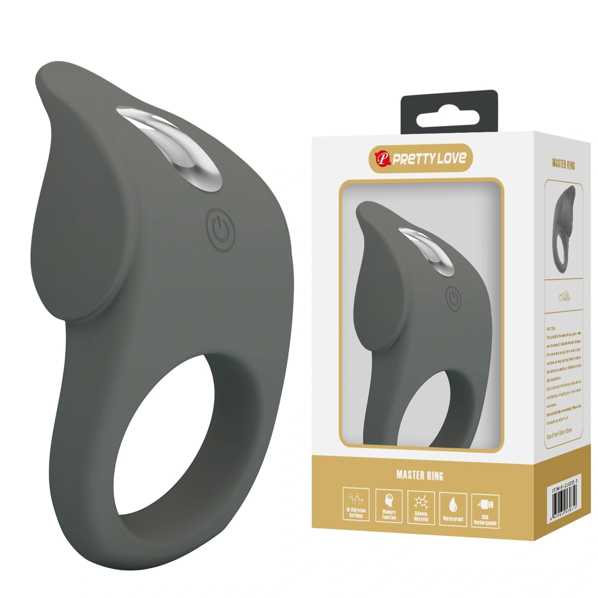Inel de Penis Master Alto, 10 Moduri Vibratii, Silicon, USB, Negru 1 Inel de Penis Master Alto, 10 Moduri Vibratii, Silicon, USB, Negru