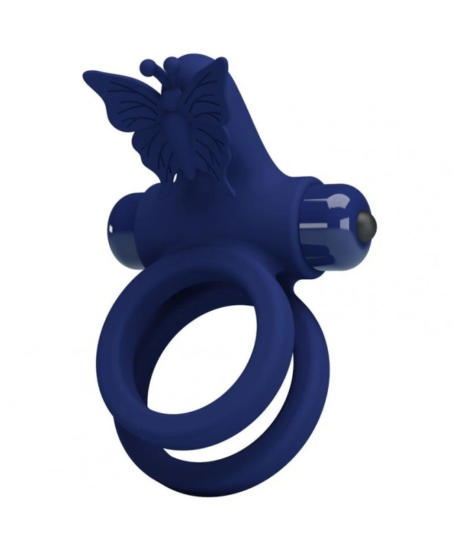 Inel Dublu de Penis Butterfly, 10 Moduri Vibratii, Silicon, Albastru 1 Inel Dublu de Penis Butterfly, 10 Moduri Vibratii, Silicon, Albastru