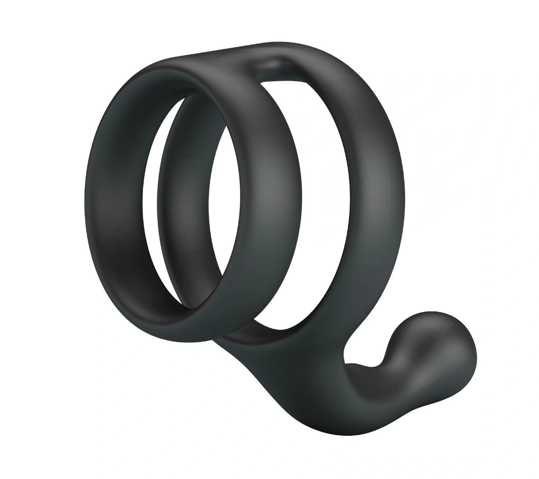 Inel Dublu de Penis cu Stimulare Anal Yancy, Silicon, Negru 1 Inel Dublu de Penis cu Stimulare Anal Yancy, Silicon, Negru