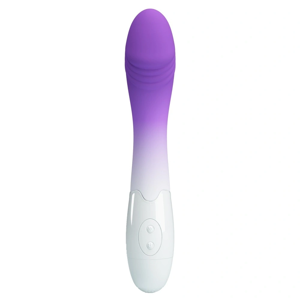 Vibrator Punctul G Elemental, 30 Moduri Vibratii, Silicon, Mov/Alb, 19 cm 1 Vibrator Punctul G Elemental, 30 Moduri Vibratii, Silicon, Mov/Alb, 19 cm