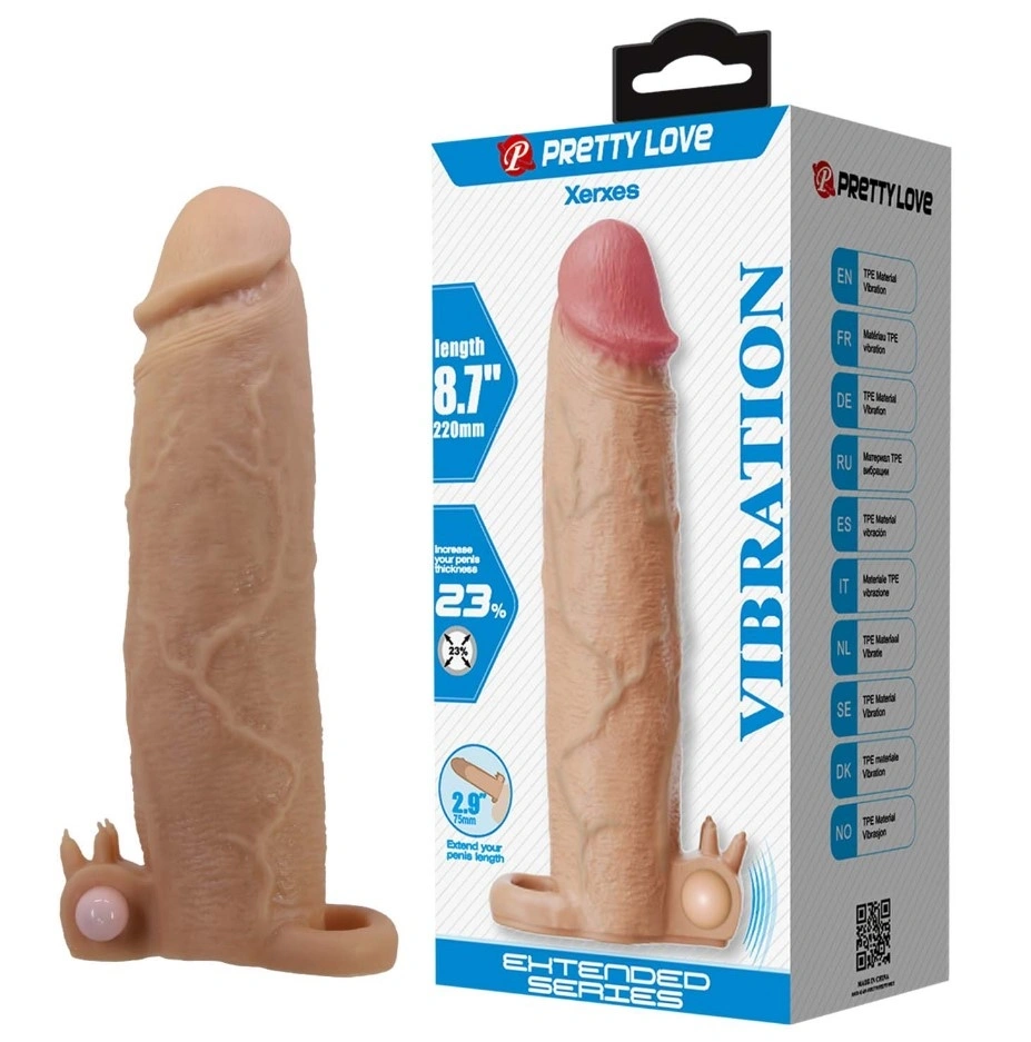 Prelungitor Penis Xerxes +7.5 cm cu Vibratii, TPE, Natural 1 Prelungitor Penis Xerxes +7.5 cm cu Vibratii, TPE, Natural