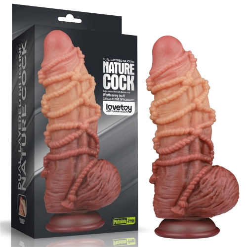Dildo Nature Cock with Rope, Silicon Dubla Densitate, Maro, 24 cm 1 Dildo Nature Cock with Rope, Silicon Dubla Densitate, Maro, 24 cm