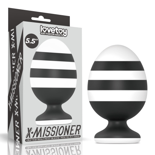 Dop Anal X-Missioner, Silicon, Negru/Alb, 14 cm 1 Dop Anal X-Missioner, Silicon, Negru/Alb, 14 cm
