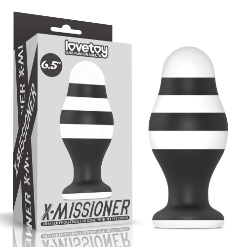 Dop Anal X-Missioner, Silicon, Negru/Alb, 17 cm 1 Dop Anal X-Missioner, Silicon, Negru/Alb, 17 cm