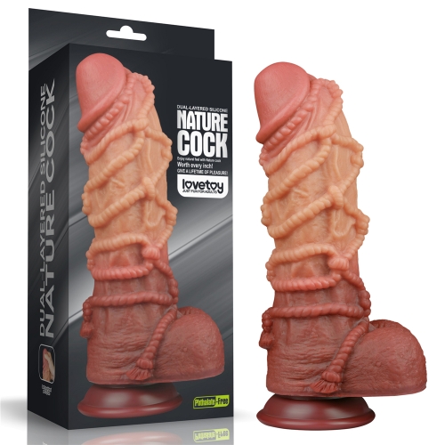 Dildo Nature Cock with Rope, Silicon Dubla Densitate, Maro, 27 cm 1 Dildo Nature Cock with Rope, Silicon Dubla Densitate, Maro, 27 cm