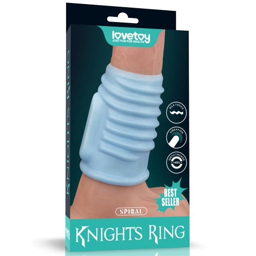 Manson Penis Knights Ring Spiral cu Vibratii, Albastru 1 Manson Penis Knights Ring Spiral cu Vibratii, Albastru