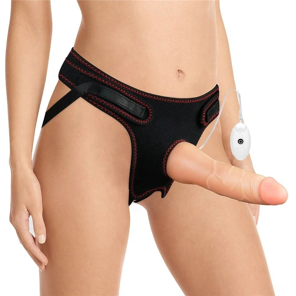 Set Easy Strap-On cu Vibrator Detasabil, 10 Moduri Vibratii, TPE, Natural, 19 cm 1 Set Easy Strap-On cu Vibrator Detasabil, 10 Moduri Vibratii, TPE, Natural, 19 cm