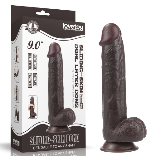 Dildo Realist Sliding-Skin, Ventuza Detasabila, TPE, Maro Inchis, 23.5 cm 1 Dildo Realist Sliding-Skin, Ventuza Detasabila, TPE, Maro Inchis, 23.5 cm
