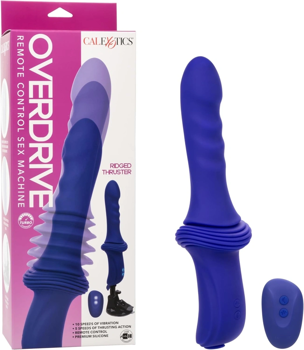 Vibrator Overdrive Ridged Thruster, Remote Control, Silicon, USB, Albastru, 29.2 cm 1 Vibrator Overdrive Ridged Thruster, Remote Control, Silicon, USB, Albastru, 29.2 cm