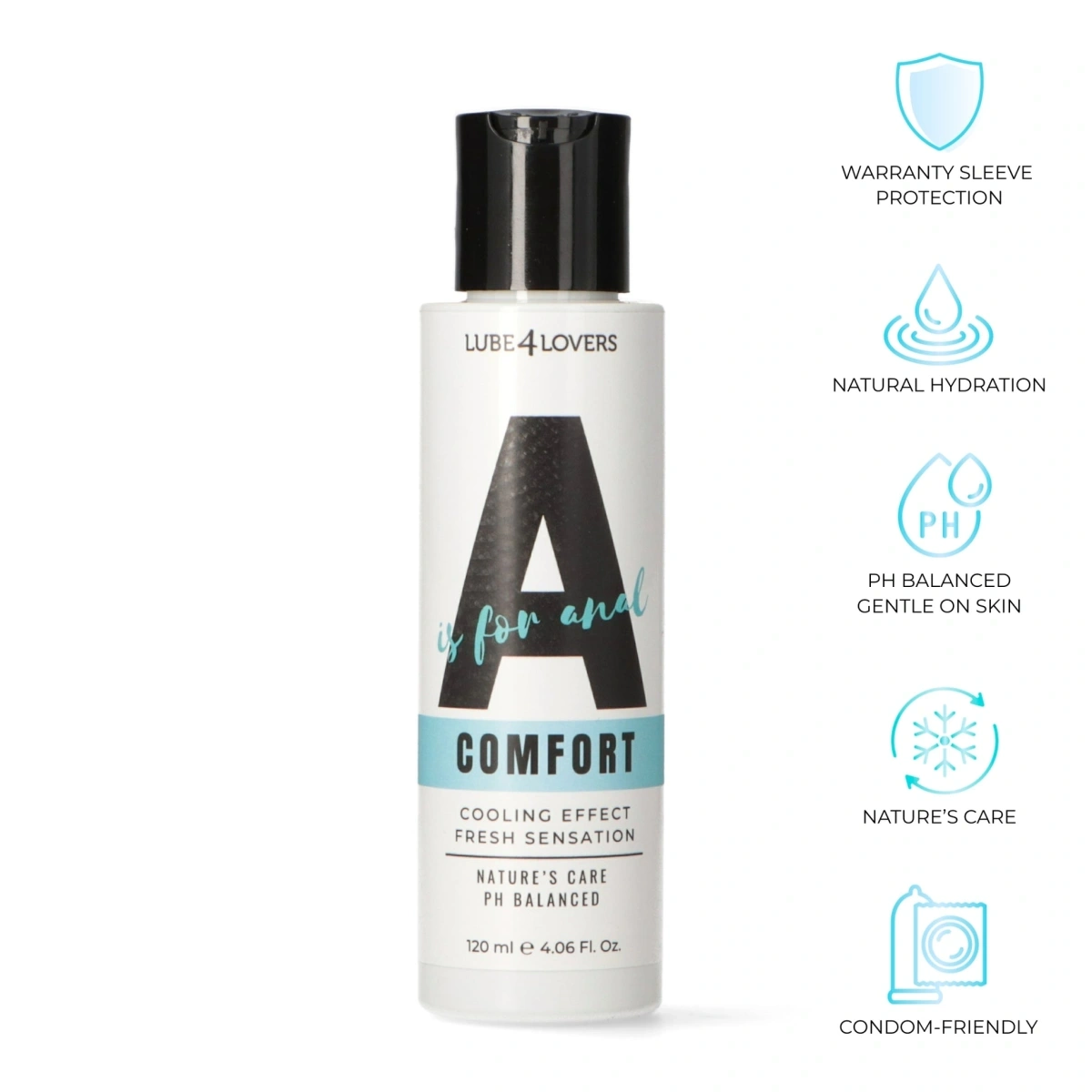 Lubrifiant Anal pe Baza de Apa, cu Efect de Racire, A is for Anal, Confort, 120 ml