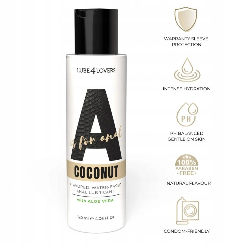 Lubrifiant Anal pe Baza de Apa Aroma Cocos, A is for Anal, cu Aloe Vera, 120 ml