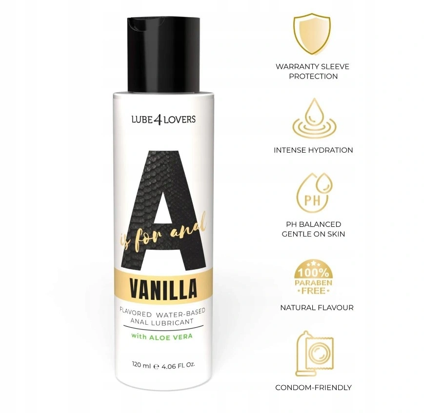 Lubrifiant Anal pe Baza de Apa Aroma Vanilie, A is for Anal, cu Aloe Vera, 120 ml