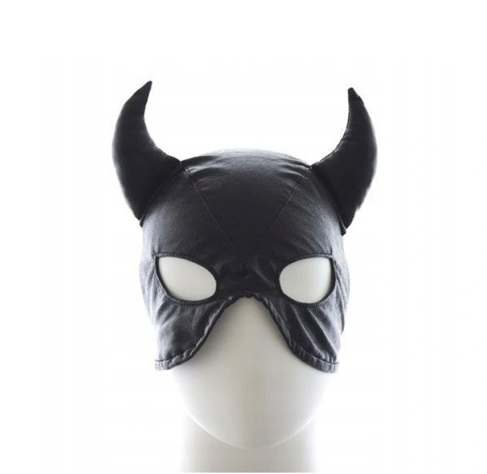 Masca Devil, cu Snur pentru Reglare, Piele Ecologica, Negru 1 Masca Devil, cu Snur pentru Reglare, Piele Ecologica, Negru