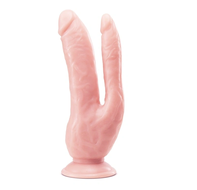 Dildo Realist Dr. Skin DP cu Ventuza, PVC, Natural, 21.5 cm 1 Dildo Realist Dr. Skin DP cu Ventuza, PVC, Natural, 21.5 cm