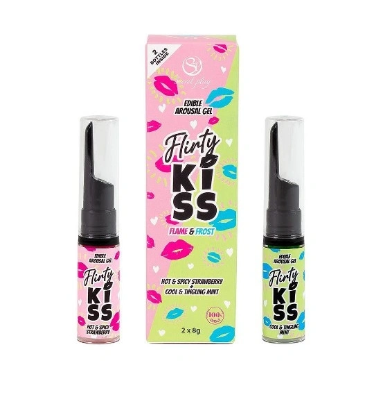 Set Comestibil Flirty Kiss 2 Geluri Stimulatoare, Efect Incalzire si Efect Racoritor, 16 gr 1 Set Comestibil Flirty Kiss 2 Geluri Stimulatoare, Efect Incalzire si Efect Racoritor, 16 gr
