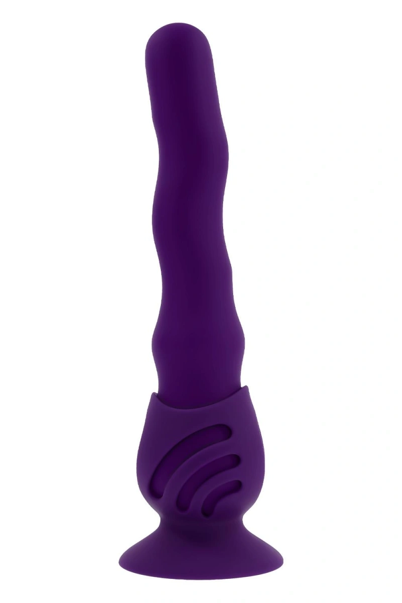 Vibrator Wiggle It cu Suport cu Ventuza, 7 Moduri Vibratii, 3 Moduri Unduire, Silicon, USB, Mov, 23.9 cm