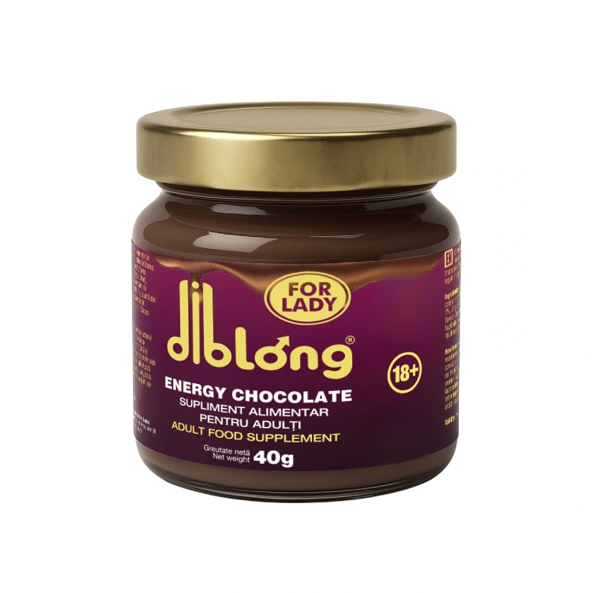 Supliment alimentar Diblong Energy Chocolate pentru femei sub forma de ciocolata tartinabila, cu ingrediente naturale care sustin sanatatea sexuala, 40g